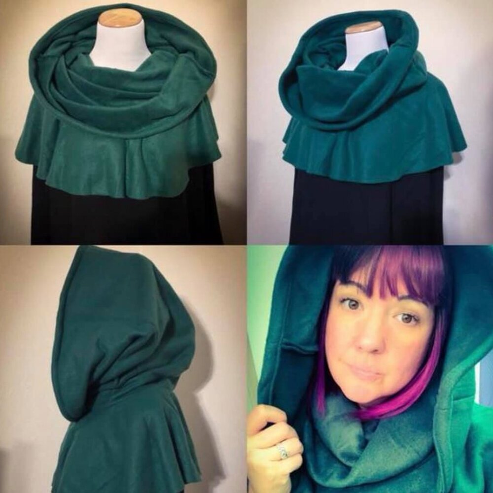 Cowl Hood Scarf Shawl Green Renaissance Medieval